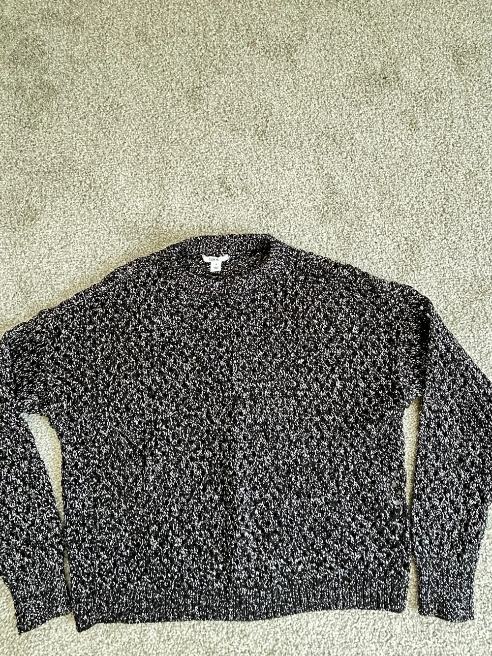 Men's Black and White Marled Crewneck Sweater